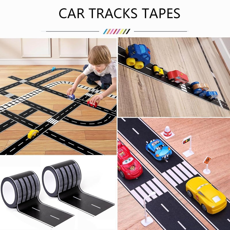 HMPBEFU 2 Pack Black Roadway Track Tape, 65.6ft Road Tape for Toy Cars, Sticks to Flat Surfaces, No Residue - Image 5